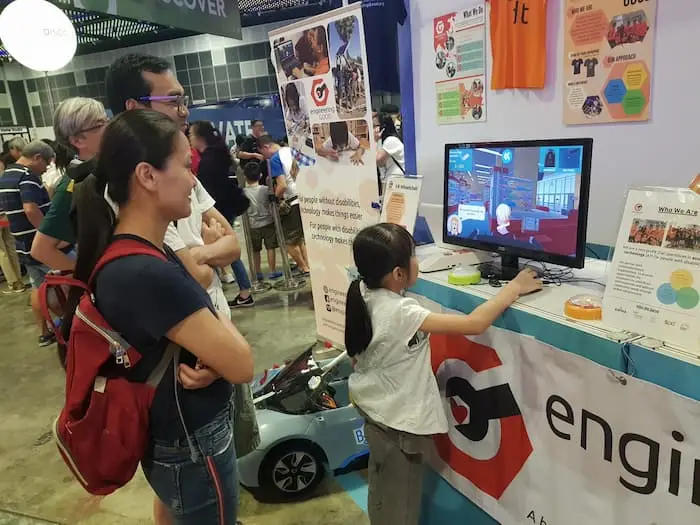 OSF Funded Project: A child using a desktop during the workshop of Engineering Good