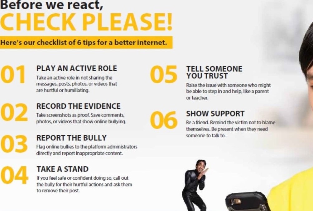 What should you do if you are a bystander to cyber-bullying? 